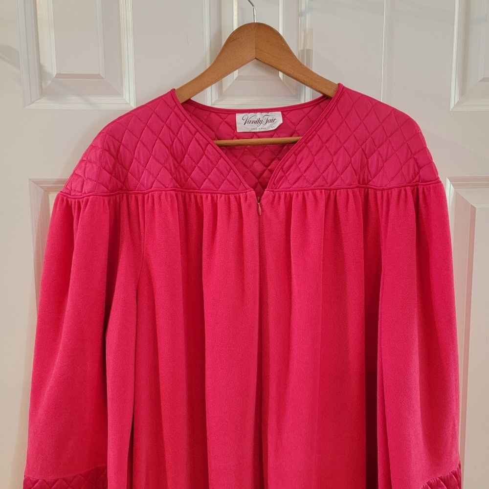 Vintage Vanity‎ Fair Housecoat Robe XL Pink Quilted Trim - Picture 4 of 9